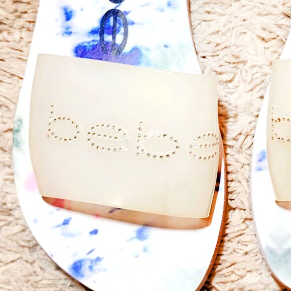 BEBE Women's White Leanna Rhinestone Embellished Logo Vamp Slide Sandals SZ 7 - Picture 6 of 6